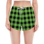 UFO Green And Black Buffalo Check Print Women's Split Running Shorts