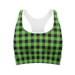 UFO Green And Black Buffalo Check Print Women's Sports Bra
