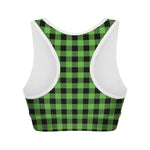 UFO Green And Black Buffalo Check Print Women's Sports Bra