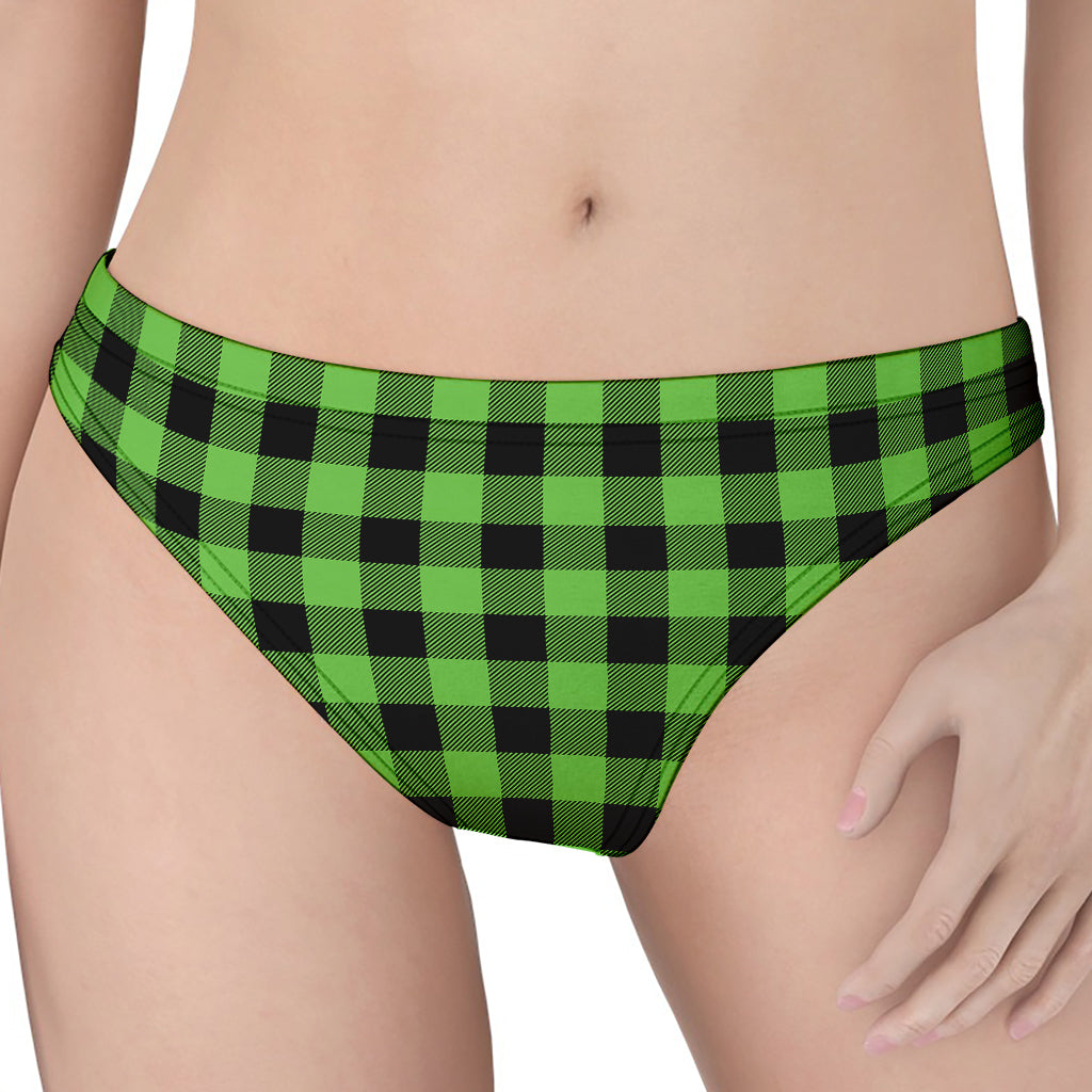 UFO Green And Black Buffalo Check Print Women's Thong