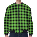 UFO Green And Black Buffalo Check Print Zip Sleeve Bomber Jacket
