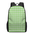 UFO Green And White Buffalo Check Print 17 Inch Backpack