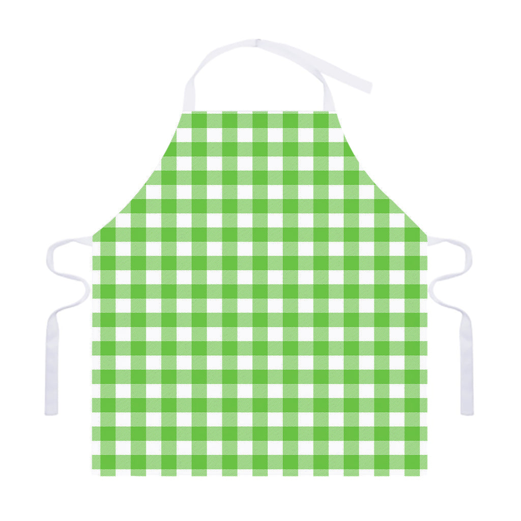 UFO Green And White Buffalo Check Print Adjustable Apron
