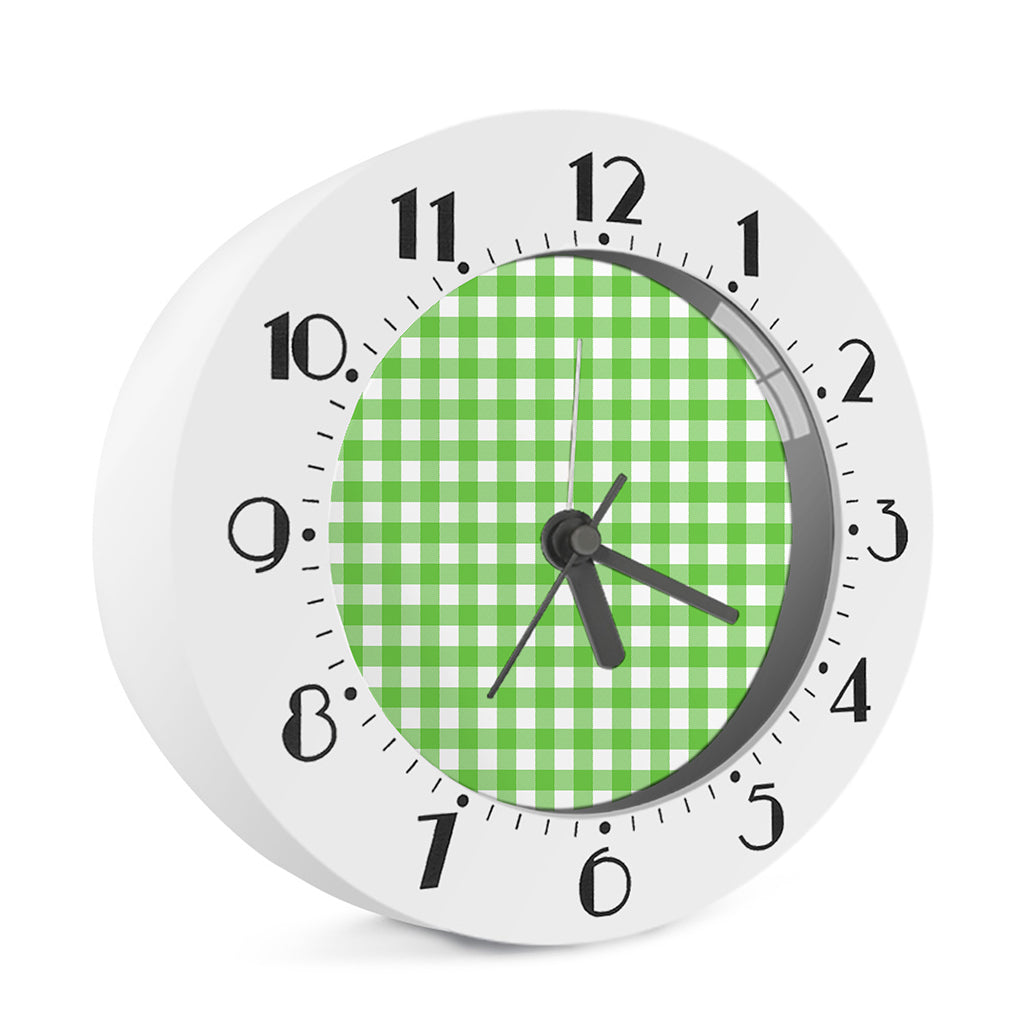 UFO Green And White Buffalo Check Print Alarm Clock