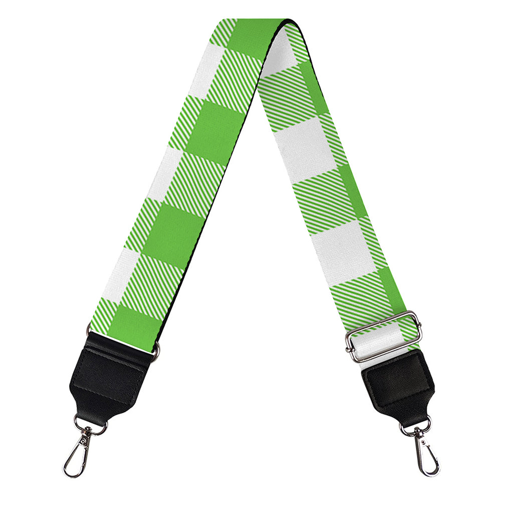 UFO Green And White Buffalo Check Print Bag Strap