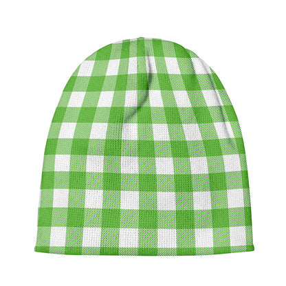 UFO Green And White Buffalo Check Print Beanie