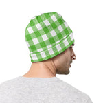 UFO Green And White Buffalo Check Print Beanie