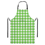 UFO Green And White Buffalo Check Print Bib Apron With Pocket