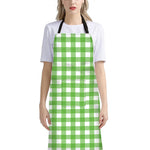 UFO Green And White Buffalo Check Print Bib Apron With Pocket