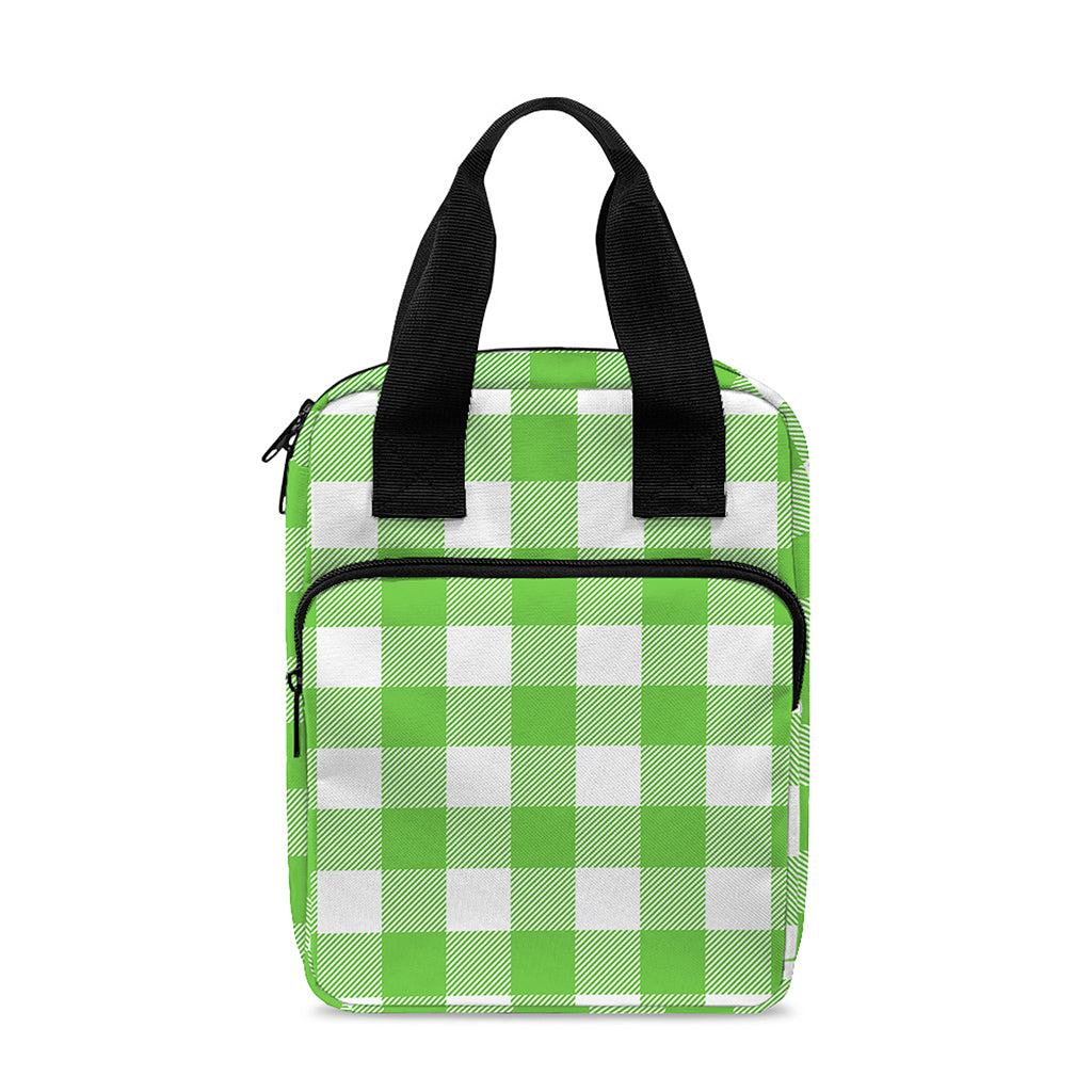 UFO Green And White Buffalo Check Print Bible Tote Bag