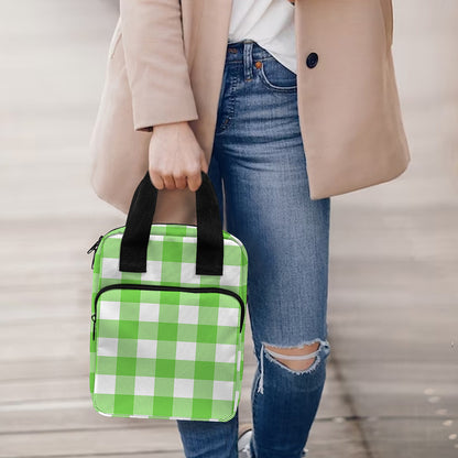UFO Green And White Buffalo Check Print Bible Tote Bag