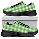 UFO Green And White Buffalo Check Print Black Chunky Shoes