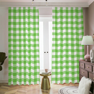 UFO Green And White Buffalo Check Print Blackout Pencil Pleat Curtains