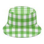 UFO Green And White Buffalo Check Print Bucket Hat
