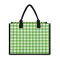 UFO Green And White Buffalo Check Print Canvas Tote Bag