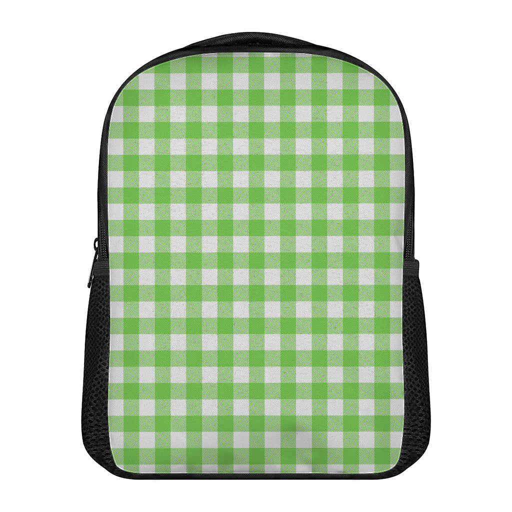 UFO Green And White Buffalo Check Print Casual Backpack