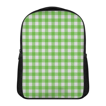 UFO Green And White Buffalo Check Print Casual Backpack