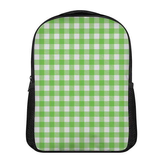 UFO Green And White Buffalo Check Print Casual Backpack