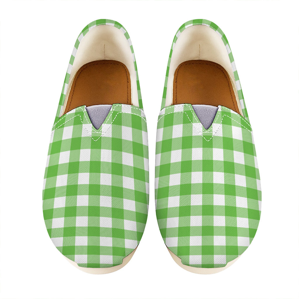 UFO Green And White Buffalo Check Print Casual Shoes