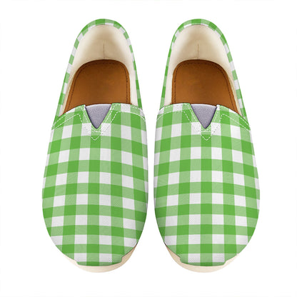 UFO Green And White Buffalo Check Print Casual Shoes