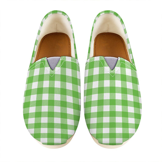 UFO Green And White Buffalo Check Print Casual Shoes