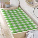 UFO Green And White Buffalo Check Print Changing Pad Cover