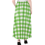 UFO Green And White Buffalo Check Print Chiffon Maxi Skirt