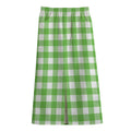 UFO Green And White Buffalo Check Print Cotton Front Slit Maxi Skirt