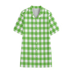 UFO Green And White Buffalo Check Print Cotton Hawaiian Shirt