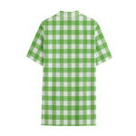 UFO Green And White Buffalo Check Print Cotton Hawaiian Shirt