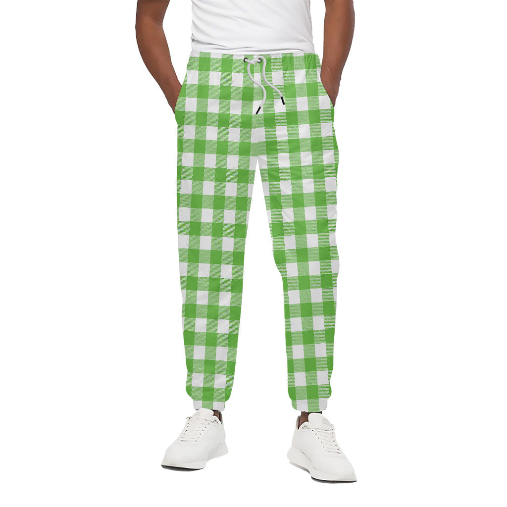 UFO Green And White Buffalo Check Print Cotton Pants