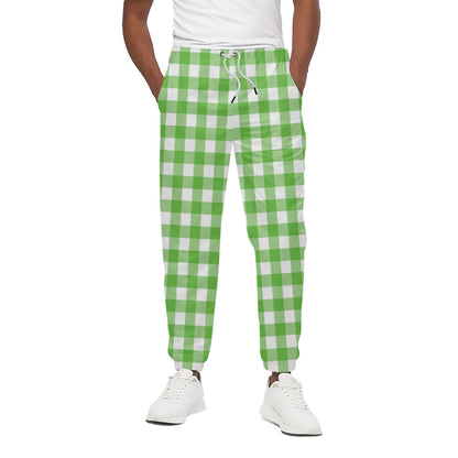 UFO Green And White Buffalo Check Print Cotton Pants