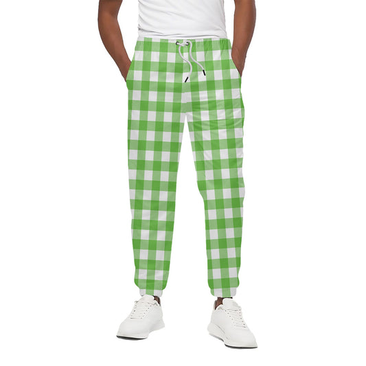 UFO Green And White Buffalo Check Print Cotton Pants