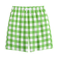 UFO Green And White Buffalo Check Print Cotton Shorts