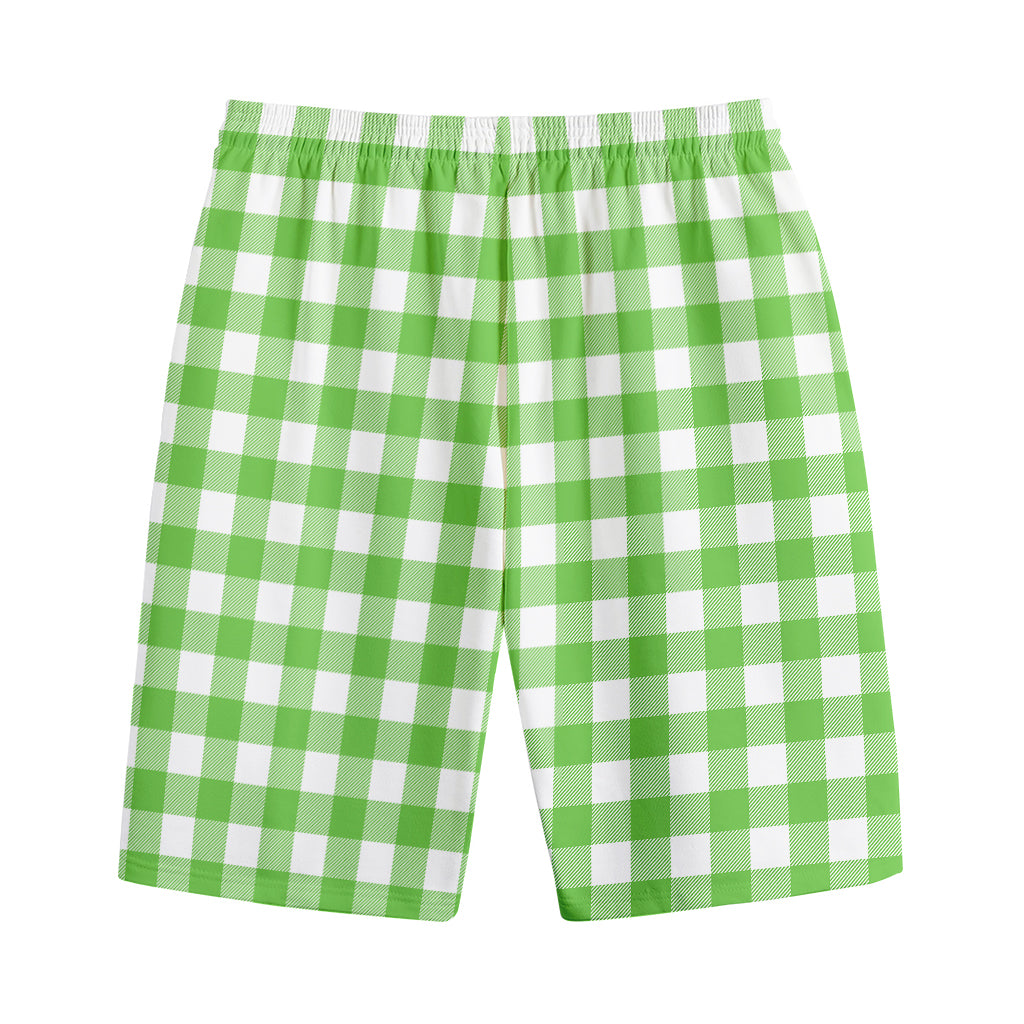 UFO Green And White Buffalo Check Print Cotton Shorts