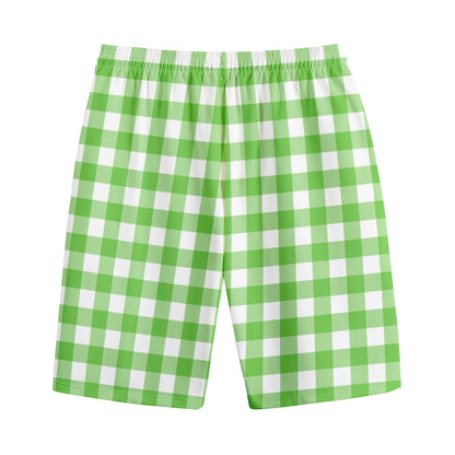 UFO Green And White Buffalo Check Print Cotton Shorts