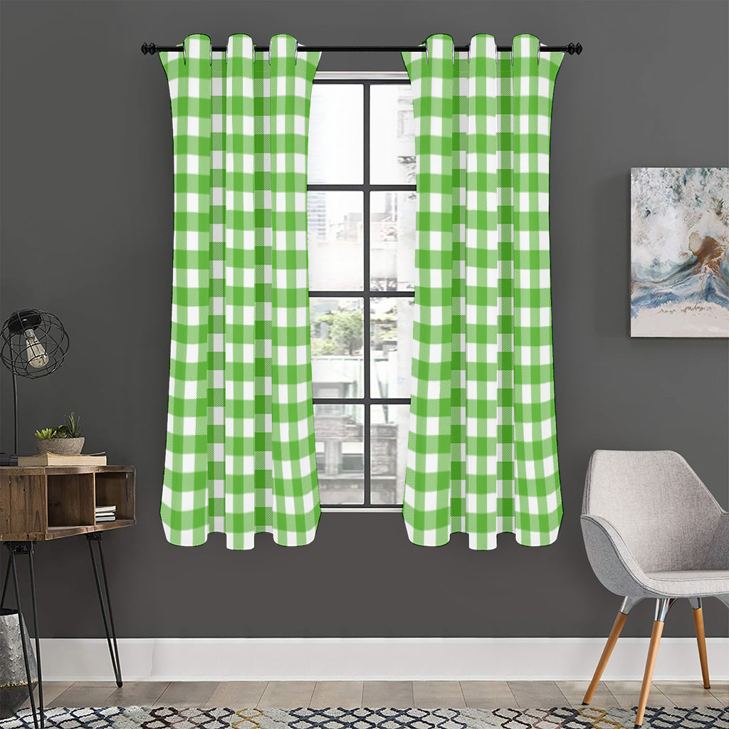 UFO Green And White Buffalo Check Print Curtain