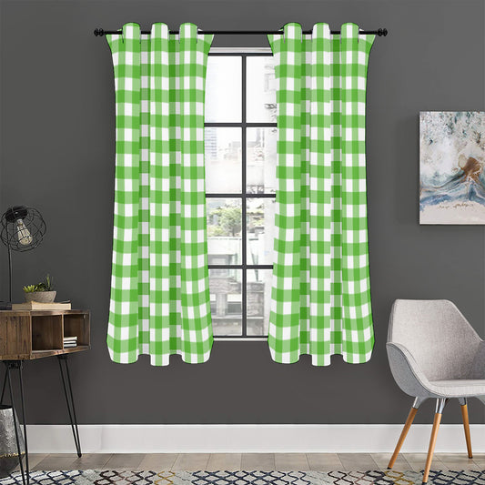 UFO Green And White Buffalo Check Print Curtain