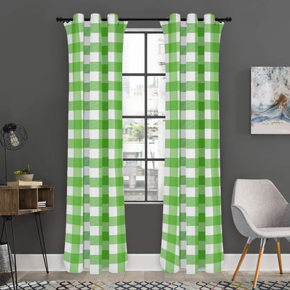 UFO Green And White Buffalo Check Print Curtain