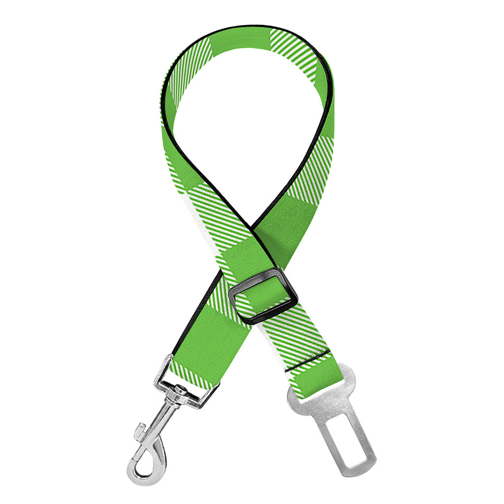 UFO Green And White Buffalo Check Print Dog Seat Belt