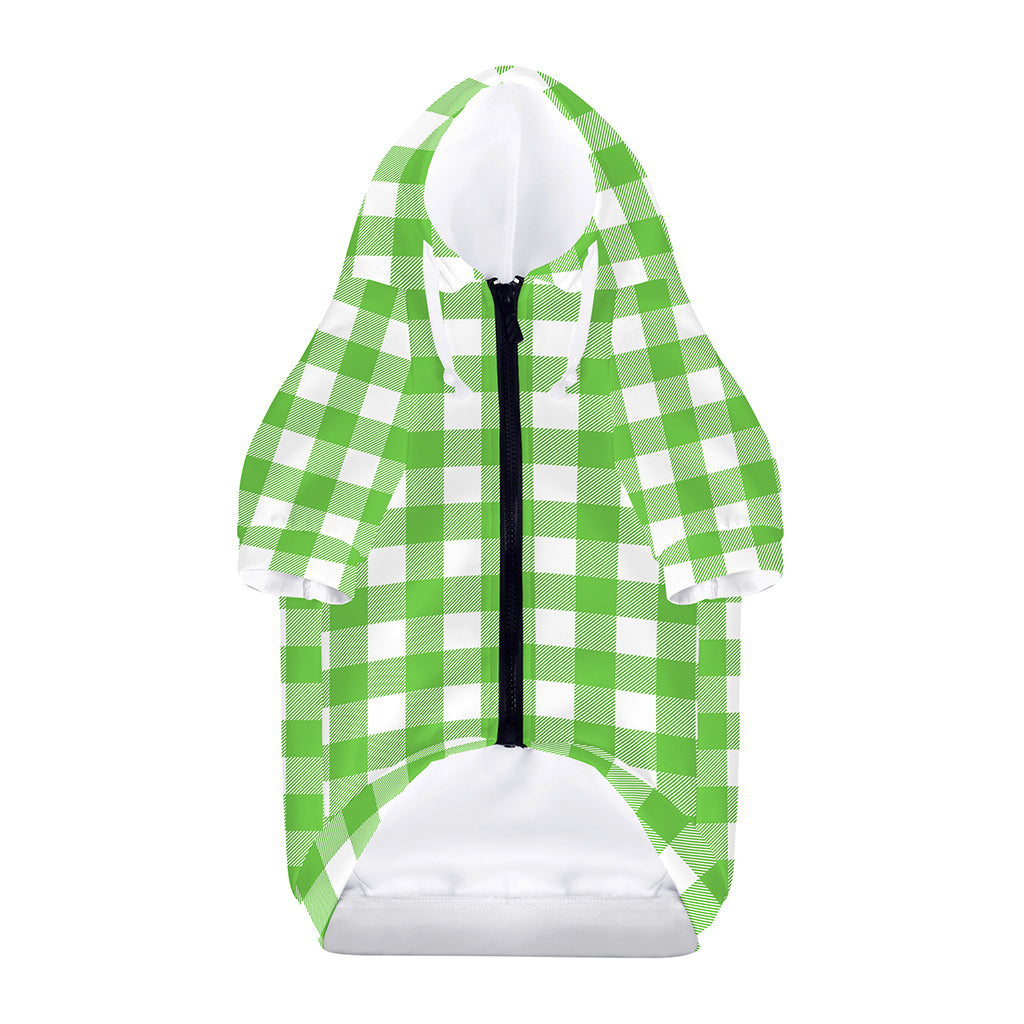 UFO Green And White Buffalo Check Print Dog Zip Up Hoodie