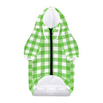 UFO Green And White Buffalo Check Print Dog Zip Up Hoodie
