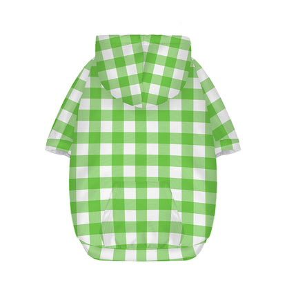 UFO Green And White Buffalo Check Print Dog Zip Up Hoodie