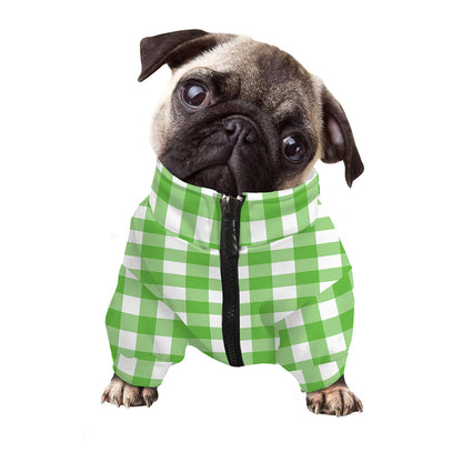 UFO Green And White Buffalo Check Print Dog Zip Up Jacket