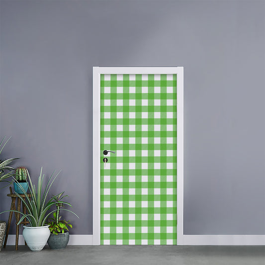 UFO Green And White Buffalo Check Print Door Sticker