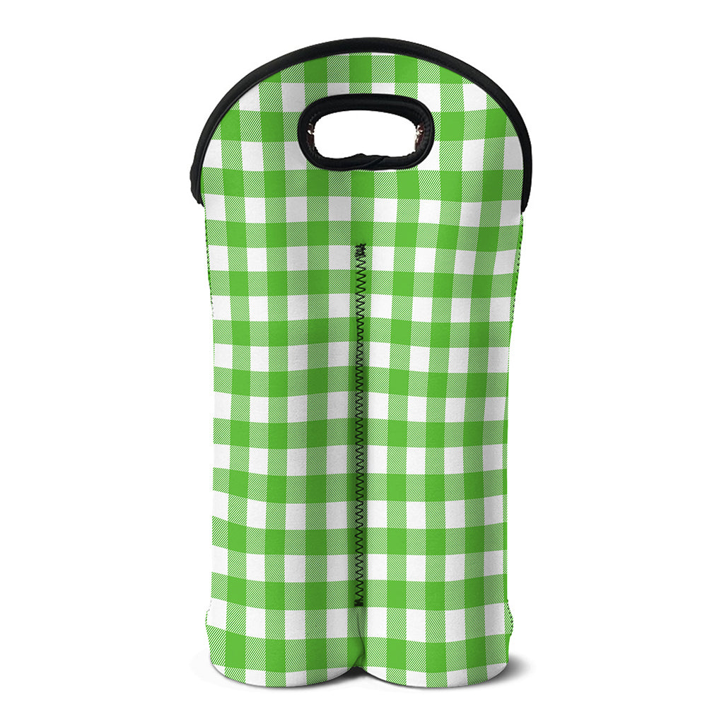 UFO Green And White Buffalo Check Print Double Neoprene Wine Tote
