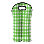 UFO Green And White Buffalo Check Print Double Neoprene Wine Tote