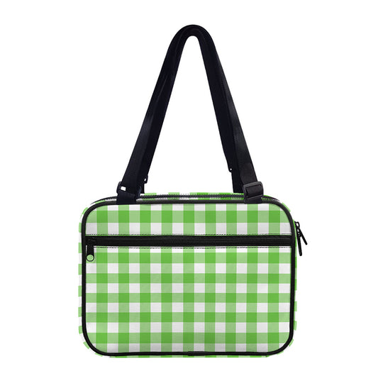 UFO Green And White Buffalo Check Print Double Strap Bible Bag