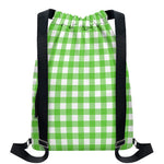 UFO Green And White Buffalo Check Print Drawstring Backpack