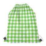 UFO Green And White Buffalo Check Print Drawstring Bag